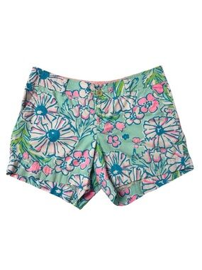 Lilly Pulitzer Callahan Splish Splash Blue Floral Print Shorts